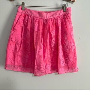 Lilly Pulitzer Hotty Pink Tropical Floral Burnout Whitley A-Line Skirt Size 2